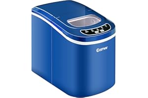COSTWAY Machine à Glaçons Portable avec Réservoir d'Eau de 2,2 L, Bac à Glace de 0,7 kg et Pelle à Glace, 12KG/24H, 9 glaçons par 6-13 Min, Machine à Glaçons pour Maison, Bar, etc. (Bleu)