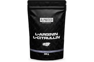 ALPHATIER SUPPLEMENTS Arginina Base Citrullina Polvere ad alto Dosaggio + vegan - 5000 mg L-Citrullina Malato DL 2:1 + L-Arginina per Porzione - Pump e Bodybuilding - 300g Qualità Premium senza Additivi
