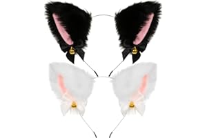 RoserRose Katzenohren Haarreif, Fuchsohren Stirnband Haarnadel, Anime Katze Cosplay, Niedlich Haarschmuck,Plüsch Haarreifen für Kinder Und Damen, Cat ears für Halloween Cosplay(2 Stück)