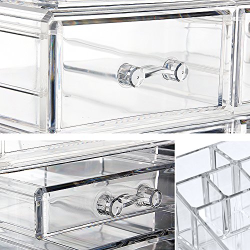 ISWEES Make Up Tasche Storage Kosmetik Organizer Aufbewahrung 2 Teile 4 Große Schubladen Acryl,Transparent - 9