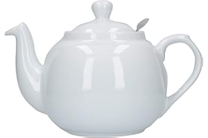 London Pottery 74110 Farmhouse Loose Leaf Teapot with Infuser, Ceramic, White, 6 Cup (1.5 Litre)
