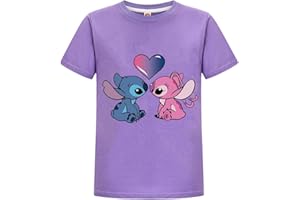 SUYALUOI Stitch Blue Monster Cartoon T-Shirt Kids Fun Tee Sommer 100% Baumwolle Mädchen Jungen bedruckt Casual Short Sleeves Tops