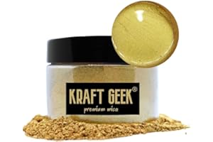 KRAFT GEEK Premium Metallic Gold Mica Powder 50g. Powder Dye for Epoxy Resin Pigment Natural Soap Colouring, Candle, Slime, Bath Bombs, Makeup, Nail, Fabric dye, Wax Melts etc.