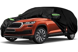 Opaltool Cubierta Completa del Coche para Skoda Karoq 2017-2023, Fundas para Coche Exterior con Cremallera en la Puerta, Cierre y Bandas a Prueba de Viento para Protección Polvo Sol Nieve Lluvia