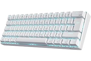 ‎RK ROYAL KLUDGE RK ROYAL KLUDGE RK61-DE 60% Bluetooth/kabelgebundene / 2,4 GHz kabellose mechanische Tastatur, 61 Tasten, Hot-Swap-fähige braune Schalter Gaming-Tastatur, kompatibel für Win/Mac, Weiß, QWERTZ