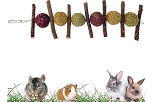 Rynvarl Jouet à mâcher pour rongeurs–130g Boules de Foin Naturel & Branches de Pommier – Lapin, Hamster, cobaye, Chinchilla
