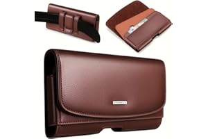 nuoku Leder-Holster für iPhone 14 Max, 14 Pro Max, 13 Pro Max, 12 Pro Max, 11 Pro Max, Xs Max, Gürtelhalter mit starker magnetischer Abdeckung, Gürtelschlaufen, ID-Steckplatz