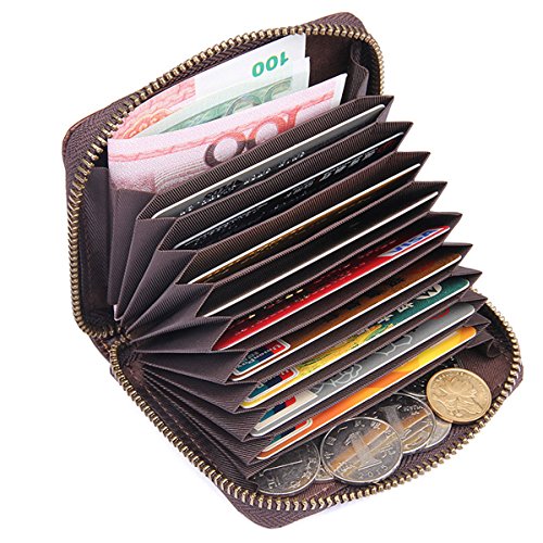 Preisvergleich Produktbild RFID-Leder-Reißverschluss-Geldbörse... Hohe Qualität des echten Leder-Bank- / Identifikations-Karten-Halters