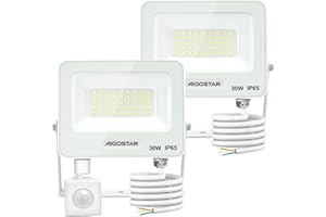 ‎AIGOSTAR Aigostar 30W LED Strahler mit Bewegungsmelder Außen，2 Stück ，2750LM，6500K Kaltweiß Außenstrahler，IP65 Wasserdicht Scheinwerfer， Fluter für Innen und Außen，Garten， Innenhöfe， Haus，Garage， Hote
