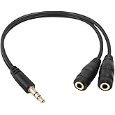 TRIXES Stereo Klinkenkabel Y-Splitter 3,5 mm Klinke mit 2 Buchsen Audio Kabel Adapter Verteiler Splitter 1x Stereo Klinke Ste