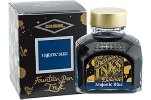 Diamine Encre bleue majestueuse, bleu roi, bleu, encre dans un verre à encre, 80 ml.