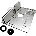 Luocute Router Table Insert Plate, 2 in 1 Aluminum Woodworking Bench Flip Board with Scale, 180° Rotatable Ruler Adjustable Fence, 85x85 70x60 for Electric Router Trimmer