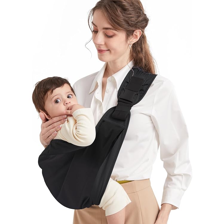 Écharpe De Portage Bébé Lvjkes – Porte-Bébé Multifonction Épaule Réglable 6-48 Mois Jusqu’à 25 Kg Noir
