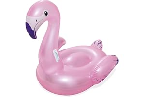 Bestway Pink Flamingo Pool Float, Kids Inflatable Ride-On with Handles, Swimming Pool and Beach Toy, 128 x 110 x 87