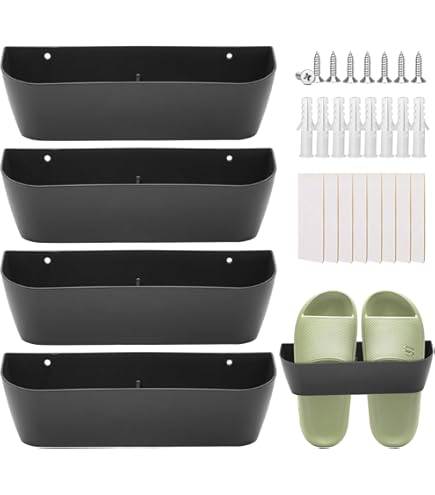 Domemit Schuhhalter Wand Wohnmobil, Schuhorganizer Camping mit Ohne Bohren Selbstklebend oder Bohren, Schuhregal zur Wandmontage, Tür Schuhaufhänger - Weiß 4 Stück
