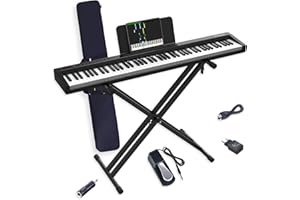 ‎OYAYO OYAYO E Piano 88 Tasten Digitales Klavier mit Halbgewichtete Vollgröße-Tastatur mit MIDI & Bluetooth Funktion, inkl. Klavierständer und Sustain-Pedal – Ideal für Kinder Zu Hause üben und Reisen