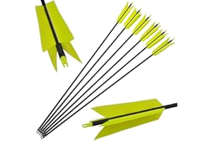 HNZMDY Tir à l'arc Flèches de Chasse 30 Pouces Flu-Flu Flèches Flèches en Carbone Spine 500 avec 4 Plumes de Dinde pour la Chasse au Petit Gibier