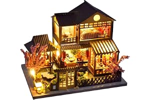 Gör-det-själv dockhus miniatyrkit, mini villa dockhus möbler tillbehör och LED-lampor, modellkit för vuxna att bygga födelsed