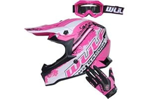 WULF STRATOS GLOVES Wulfsport 2020 Off Road Pro Children Kids Motocross Helmet + Kids Attack Gloves + Goggles