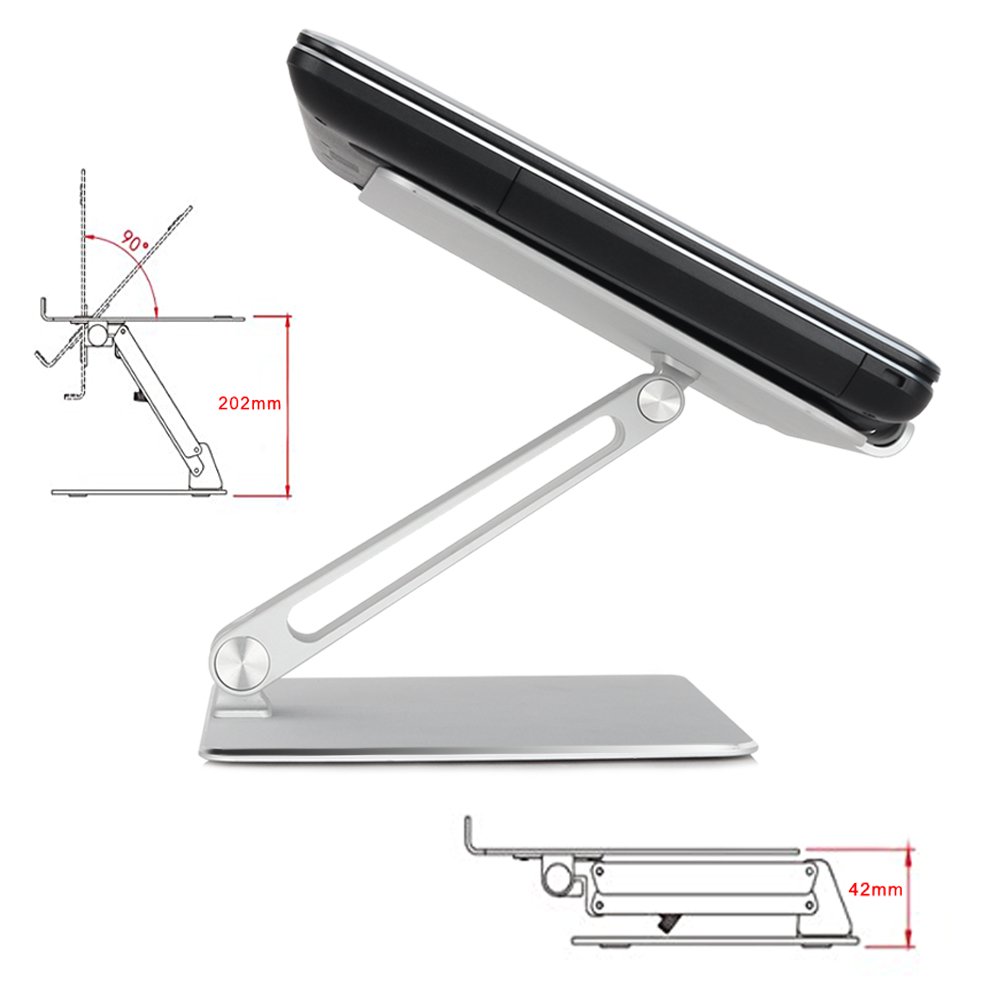 Foluu Notebook Stand, Latest Adjustable Portable Laptop Holder Multi-Angle Aluminum Metal Home Office Notebook Laptop Stand Compatible With Macbook Dell HP Notebook Tablet iPad Stands 7''-17'' Screen - Image 3