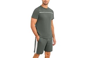 Marvmys Ensemble de Pijama Homme Court Pyjama Été Coton Manches Courtes Vêtements de Nuit Eté Loungewear