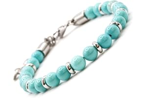 OMI CREATIVE CONCEPT Bracciale Uomo Acciaio - Bracciale Donna Acciaio - Unisex, Sfere Colorate 6 mm, Lunghezza 18+3 cm - Pietre Rondelle e Dadini Sfaccettati - Nero Turchese Lapislazzuli Occhio di Tigre