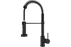 Onyzpily Black Kitchen Tap Sink Mixer tap with Solid Brass Commercial Single Handle Single Hole Pull Down Swivel Sprayer Mixer Tap Cold and hot Fittings UK Standard