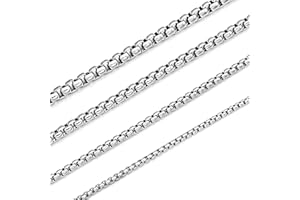HSWYFCJY Damen/Herren Halskette Edelstahl Silber Gold Schwarz Box Kette 2/2.5/3/4 MM Briolette Kette Venetian LinkKettes Link Collier Halskette Länge 18/20/22/24/28 Zoll