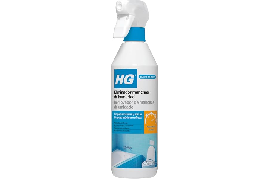 HG Eliminador de Manchas de Humedad, Limpiador de Juntas Negras para Paredes, Azulejos y Silicona en Baños, Cocinas y Exterio