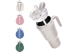 Charmline Gourde 1,2L avec Paille et Couvercle, Grande Capacité, pour Boissons Chaudes ou Froides, Idéale au Quotidien à la Maison, au Bureau ou à la Salle de Sport, Blanc