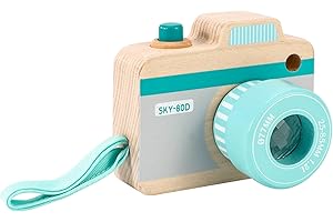 SOKA PLAY IMAGINE LEARN SOKA My First Wooden Camera Toy with Multi-Prism Kaleidoscope Pictures Lens Educational Multi-Sensory Portable Camera for Children Kids Boys Girls Toddlers 3 years old +