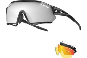 X-TIGER Occhiali Da Ciclismo,Polarizzati per TR90 Occhiali Bici MTB Con 5 Lenti intercambiabili per Ciclismo Corsa Pesca Guida