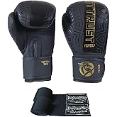 Dragon Do Cool Lime Hakiki Deri Kick Boks Eldiveni Muay Thai Bandajlı 2Li Set Siyah 14 Oz