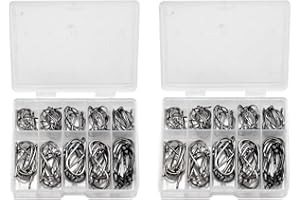 Cozlly 200pcs Hamecon de Pêche, Crochets de Pêche, Hameçons en Acier Carbone, Hameçons Barbelés en 10 Tailles, Hameçon à Carpe avec Boîte Plastique pour Les Poissons d'eau Salée d'eau Douce 3# - 12#