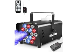MOSFIATA Machine à Fumée 600 Watt avec 18 LED RVB et Télécommandes Sans Fil pour Halloween, Fêtes, Mariages, Discothèque, DJ, Effet Scène