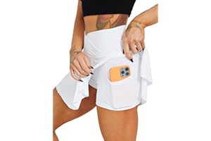 HAWILAND Women Tennis Skirt Athletic Skirts with Shorts Pleated Skirt with Pockets V Waist Skort Workout Golf Skorts