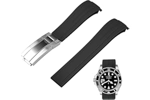 Juntan 18mm 20mm 21mm 22mm Curved End Rubber Watch Straps, Tapered Silicone Curved Replacement Watch Band for Men Women with Classic Diving Buckle