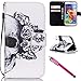 Price comparison product image Galaxy S5 mini Case, Firefish [Kickstand] PU Leather Flip Purse Case Slim Bumper Cover with Lanyard Magnetic Skin for Samsung Galaxy S5 mini (SM-G800) + including One Stylus-Skull