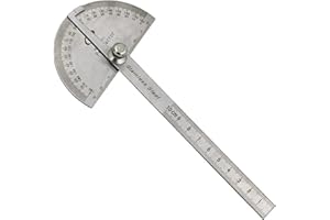 NOHJER Detachable Rotary Protractor,0-180 Degree Stainless Steel Protractor Machinist Tool 10cm Measure Ruler for Engineer Painting Drawing Measuring