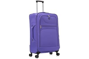 Aerostar Large 29” Lightweight Softshell Expandable Suitcase, Check in Luggage 4 Wheels with Integrated Combination Lock (Purple, 112 litres)