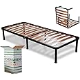 EVERGREENWEB – Folding Bed Frame with strong Iron Frame and Beech Wood Slats Orthopedic Bed Base FULLY ASSEMBLED + 6 Legs for all Mattresses & Pillows, 100% ITALIAN (120 x 190 cm, Bed base)