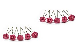 FLEXISTORE 10 rose con forcina - Gioielli per capelli - per capelli profondi - Set oro - Rosa