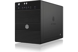 ICY BOX External 4-Port USB-C Case for 2.5 inch & 3.5 inch SSD and Hard Disk Drives, USB 3.1 (Type-C, Gen 2), JBOD, Fan, SATA, Aluminium, Black