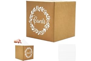 Onperpoe Kartenbox Hochzeit Karten Box aus Kraftpapier Geschenkbox Geldbox mit 10 Stück Grußkarten Hochzeitskartenbox für Geldgeschenke Briefbox mit Schlitz für Geburtstag Baby Dusche Party Deko