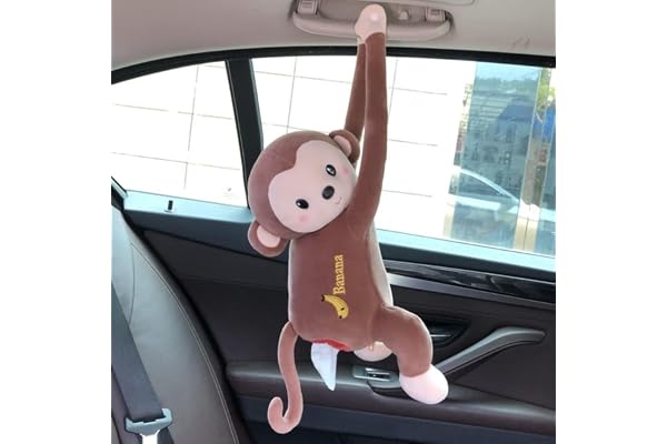 Plush PIPI Monkey Toy Style Anime Tissue Holder Tissue Box Cartoon Tissue Cover Paper Holder Napkin Box Paper Storage Box Tissue Tray Paper Container for Car Home Use Bathroom Accessories (Brown)
