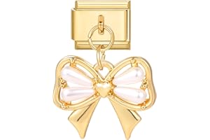 Hoomall Italian Charm Bracelet Charms mit Anhänger Armband Fußkettchen Halskette Charms 10x9mm Gold Edelstahl Italian Charms DIY Modul Charm Abnehmbare Schmuck