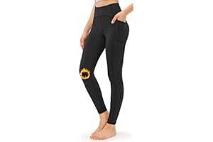 JOYSPELS Thermal Leggings Women with Pockets, High Waisted Winter Warm Thick Fleece Lined Yoga Pants Gym Workout Fitness Running Full Length Tights