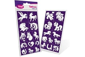 ‎TYTOO TyToo Glitzer Tattoo Schablonen Set – wiederverwendbare Vorlagen für Kinder & Erwachsene – EU-Design, hautfreundlich, perfekt für Partys, Kinderschminken & Bodypainting (Pferde und Ponys)