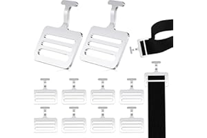 FABBAY 12 Sets Shoulder Pad T Hook with Elastic Strap, Include 12 Pcs Silver Metallic Football Pad T Hook and 12 Pcs Football Pad Strap for Youth Adult