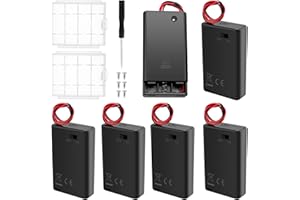 6 Sztuk 3 AAA Uchwyty na Baterie, KUOQIY 3 x 1.5V AAA Battery Storage Box z Wire i Przełącznikiem ON/OFF i Pokrywą, z Plastikowym Pojemnikiem na Baterie i Śrubokrętami i Śrubami